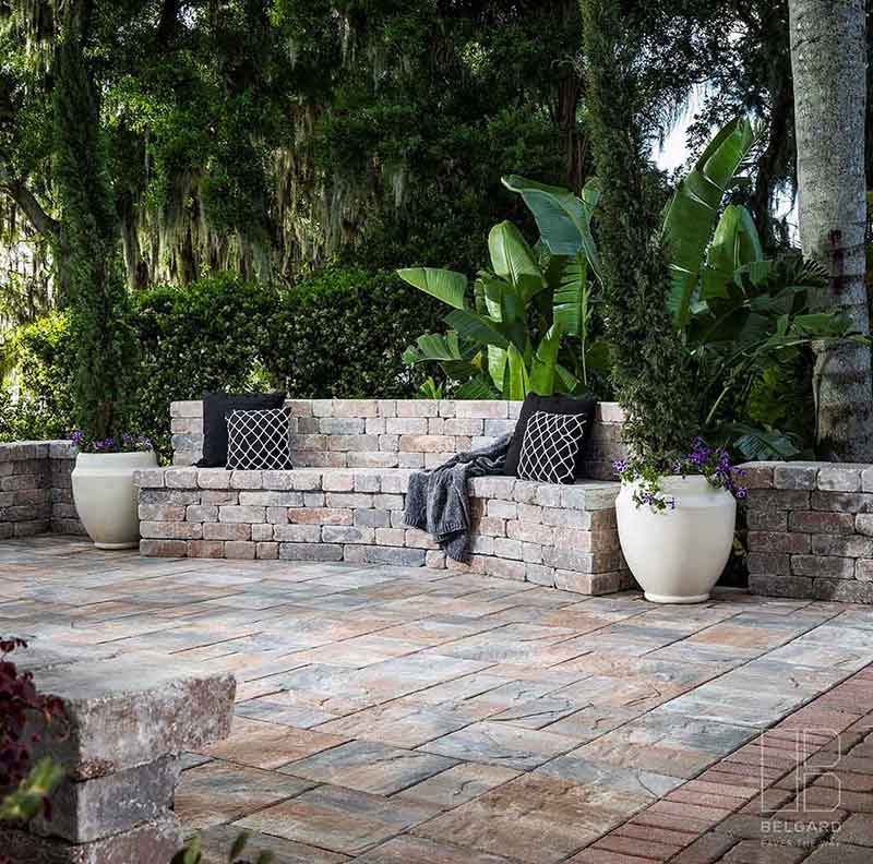 Detail of an interlocking paver surface
