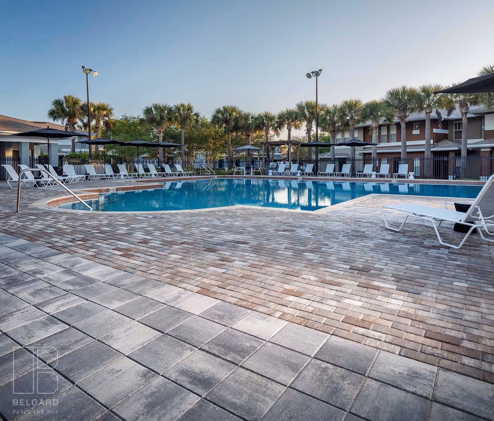 Freshly maintained and sealed paver surface